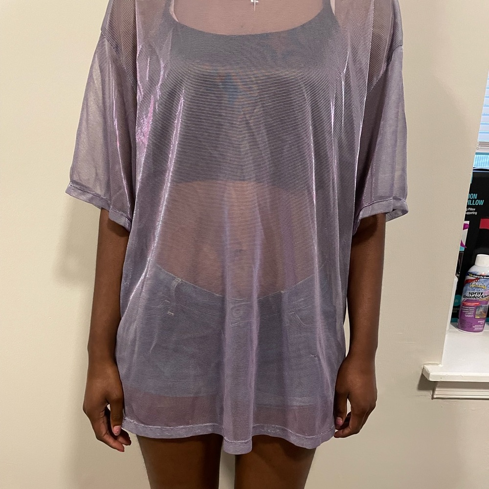 Pink and purple shirt dress